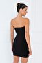 Women's Black Mini Strapless Dress - 3
