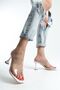 White Transparent Banded Champagne Heeled Slippers - 2