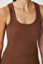 Women's Brown Cream 2-Piece Ribbed Thick Strap Knitted Undershirt Hj00010 - 4