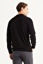 Men's Black Standard Fit Regular Cut Half Turtleneck Cotton Knitwear Sweater - 5