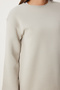 Women's Stone Gray Raised Oversize Knitted Sweatshirt Nj00131 - 3