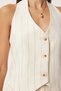 Women's Cream Pinstripe Linen Vest Shorts Suit Fn03294 - 4