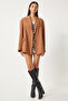 Women's Camel Shawl Collar Oversize Linen Blazer Jacket Fn03291 - 4