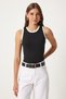 Women's Black Contrast Stripe Knitwear Blouse Fn03275