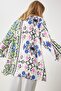 Women's Green Blue Patterned Viscose Kimono EN00615 - 6