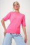 Women's Fuchsia Crew Neck Half Sleeve Knitwear Blouse Alc-X12504 - 5