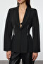 Siyah Fermuar Detaylı Dokuma Blazer Ceket TWOAW25BC00010 - 5