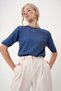Women's Indigo Crew Neck Half Sleeve Knitwear Blouse Alc-X12504 - 3