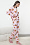 Pink 100% Cotton Teddy Bear Knitted Pajamas Set Thmaw23Pt00514 - 2