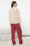 Somon Ekoseli Yılbaşı Temalı Polar Kışlık Örme Pijama Takımı THMAW25PT00137 - 5