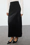 Black Satin Detailed Knitted Skirt Tctaw25Ee00003 - 3