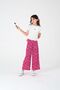 Girls' white T-shirt and floral print pink pants set - 2