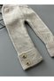Stone Color High Waist Button Detailed Unisex Knitwear Ribbed Flexible Tights - Ages 3 Months to 6 Years - 3