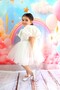 Girl's Dress, White Balloon Sleeve Pearl Detail Birthday Dress, Evening Dress, Christmas - 4