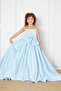 blue bow girl's satin evening dress