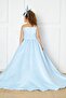 blue bow girl's satin evening dress - 5