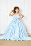 blue bow girl's satin evening dress - 2