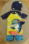 Men's (2-8 Years) Shark Printed Sunscreen Zippered Swimsuit 2 Piece Set (swimsuit+bone) - 4