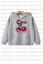 Cherry Printed Girls' Double Pack Black-Grey Hooded Kids Sweatshirt Hoodie - 4