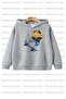 Cartoon Bear Printed Unisex Double Pack Gray-Red Hooded Children's Sweatshirt Hoodie - 2