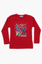 Strong Arena Printed Boys' Round Neck Double Pocket Bottom-Top Red Suit - 2