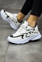 Children's White Lace-Up Single Velcro Flexible Light Breathable Unisex Mesh Sneaker Sports Shoes