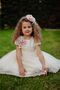 Ecru Short Evening Dress with Hair Accessory, Girls Party Dress, Lace Detail Dress - 8