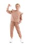Girl's Ruffle Detailed Cotton Sweatshirt and Sweatpants 2-Piece Tracksuit Set Ak2515 - 3
