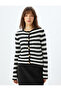 Knitted Cardigan Round Neck Long Sleeve with Gold Buttons - 3