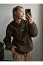 Women's Brown Calm Growth Printed 3 Thread Hooded Hoodie Sweatshirt - 3
