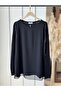 Black Chiffon Long Sleeve Combed Cotton Underwear 4433