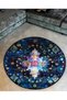 Navy Blue Tones Traditional Motif Patterned Round Woven Base Vintage Decorative Carpet 6201 - 2