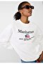 Unisex Oversize Sweatshirt Manhattan 1984 Printed White – Crew Neck, 3 Thread Ribs