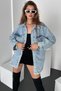Women's Loose Fit Shirt Jacket with Ripped Detail, Chest Pocket, and Snap Closure. - 3
