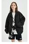 Baggy Vintage Black Zip Detail Parachute College Jacket - 6