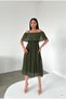 Women's Madonna Collar Pleated Knee Length Tulle Dress