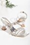 Women's Silver Stone-Detail Transparent-Heel Evening Shoes - 6