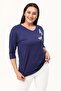 Plus Size New Season Casual Stretchy Comfort Model Butterfly Embroidery Pattern Half Sleeve Mother 4 Season Blouse - 4