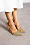 - Women's Pearl Detailed Open Back 9cm Stiletto Shoes