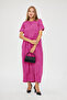 Women's Acid Washing Effect Cupra Short Sleeve Gathered Knitted Maxi Dress - 5