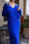 V-Neck Long Sleeve Short Cardigan V-Neck Thin Strap Ribbon Glitter Patterned Ankle-Length Dress Knitwear Two-Piece Set - 5