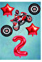 Red Number Star Motorcycle Balloon Set - Racing Tire, Age-2