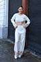 Crew Neck Long Sleeve Leaf Pattern Short Sweater Pipe Leg Waist Elastic Trousers Knitwear Two Pieces Set