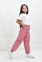 Parachute Cargo Pocket School Girl Pants with Stopper Rose - 3