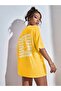 Women's Yellow Wish Happy Everyday Printed Oversize T-shirt - 4
