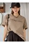 Women's Brown Funny Printed Oversize T-shirt