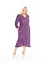 Women's Plus Size Long-Sleeved Double-Breasted Collared Skirt with Ruffles, Combed Cotton Viscose Dress - 5