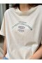 Women's Beige Clarity And Candor Printed Oversize T-shirt - 2