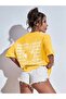 Women's Yellow Wish Happy Everyday Printed Oversize T-shirt - 7
