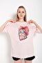 Women's Powder Pink Cat Printed Oversize T-Shirt - 3